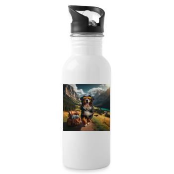 Berner Sennenhund - Trinkflasche mit integriertem Trinkhalm - Weiß - Rechts