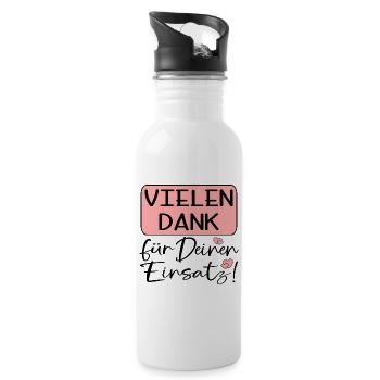 DANKESCHÖNGESCHENKE VIELEN DANK FÜR DEINEN EINSATZ - Trinkflasche mit integriertem Trinkhalm - Weiß - Rechts