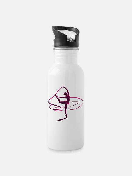 Dance - Trinkflasche mit integriertem Trinkhalm - Weiß