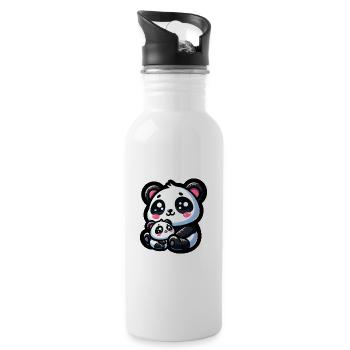 Proud Mother Panda With Her Cub for Mother's Day - Water bottle with straw - white - Right