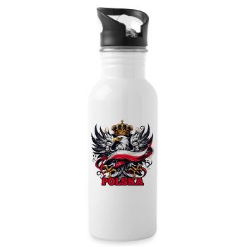 Polen Polska polnisch Flagge Fahne Geschenk - Trinkflasche mit integriertem Trinkhalm - Weiß - Rechts