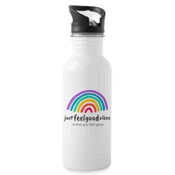 JustFeelgoodVibes Signature - Water bottle with straw - white - Right