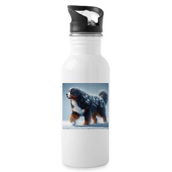 Berner Sennenhund - Trinkflasche mit integriertem Trinkhalm - Weiß - Rechts