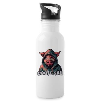Coole Sau - Trinkflasche mit integriertem Trinkhalm - Weiß - Rechts
