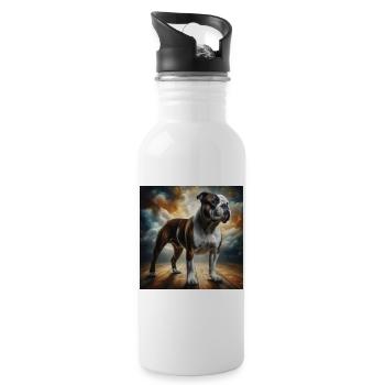 Bulldogge - Trinkflasche mit integriertem Trinkhalm - Weiß - Rechts
