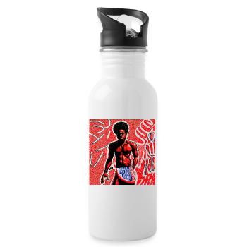 Ein schöner Tag - Pop-Art - Trinkflasche mit integriertem Trinkhalm - Weiß - Rechts