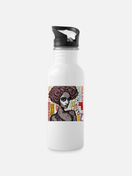 Unforgettable Inoubliable - Water bottle with straw - white