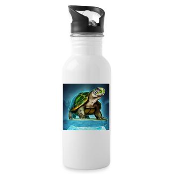 Schildkröte auf einem Gletscher - Trinkflasche mit integriertem Trinkhalm - Weiß - Rechts