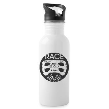 Race Lenkrad Formula Auto Rennsport Cup Racing - Trinkflasche mit integriertem Trinkhalm - Weiß - Rechts