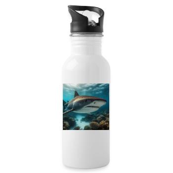 Tigerhai - Trinkflasche mit integriertem Trinkhalm - Weiß - Rechts