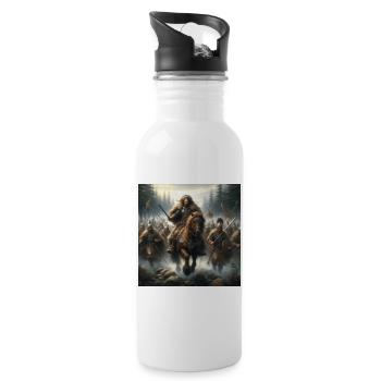 Krieger kantabrischer Stämme - Trinkflasche mit integriertem Trinkhalm - Weiß - Rechts
