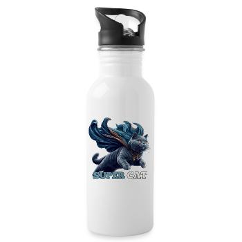 Super Katze BKH Blue Geschenk - Trinkflasche mit integriertem Trinkhalm - Weiß - Rechts