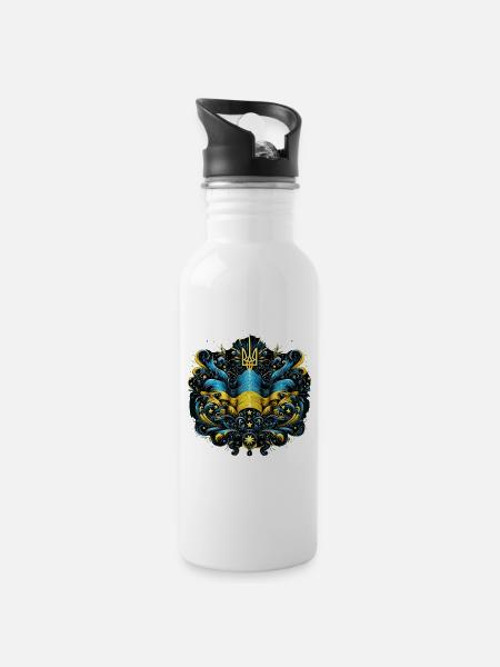 Ukraine Drapeau ukrainien Drapeau Liberté - Gourde avec paille intégrée - blanc