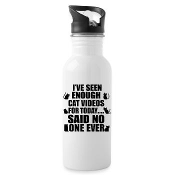 Never enough cat videos! - Water bottle with straw - white - Right