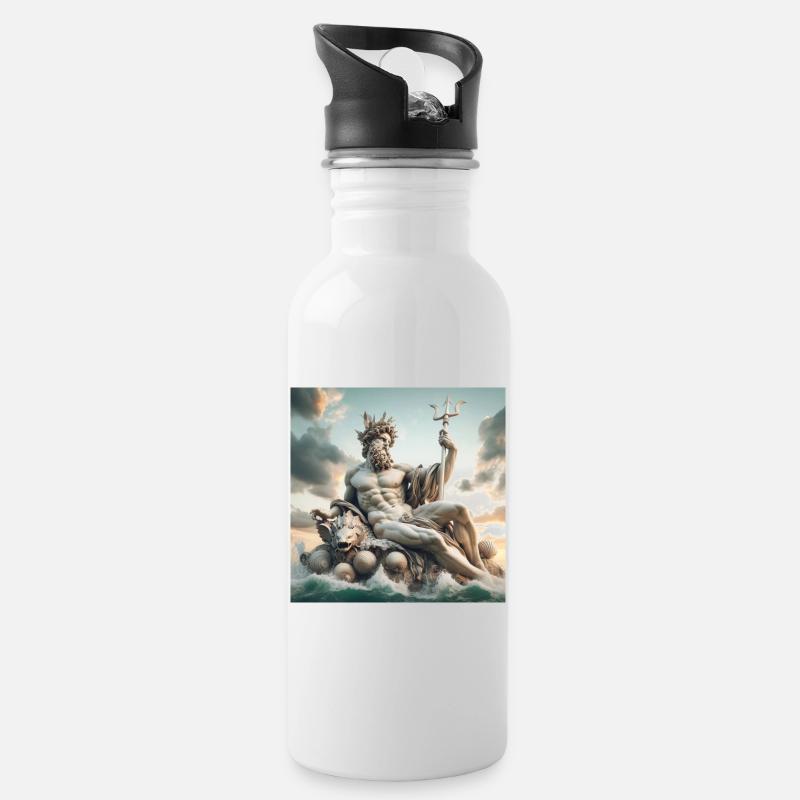 Poseidon - Trinkflasche mit integriertem Trinkhalm - Weiß