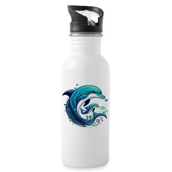 Delfin - Trinkflasche mit integriertem Trinkhalm - Weiß - Rechts