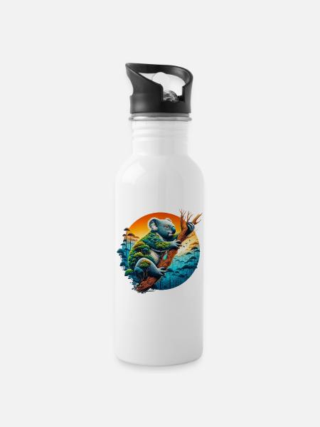 Koala - Trinkflasche mit integriertem Trinkhalm - Weiß