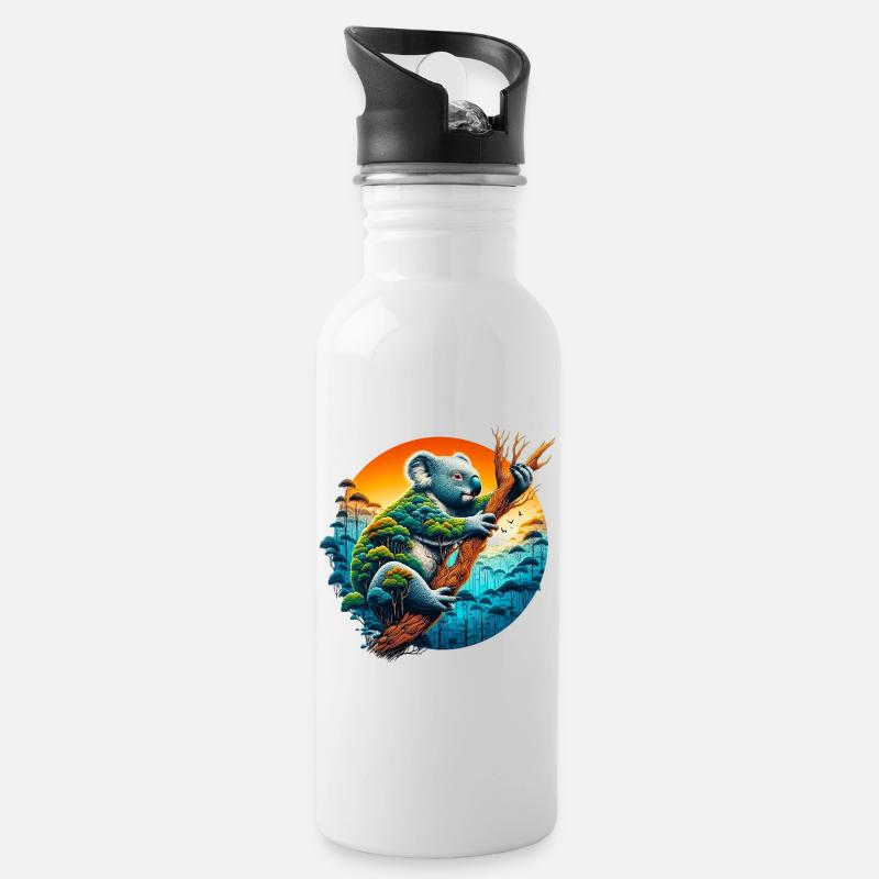 Koala - Trinkflasche mit integriertem Trinkhalm - Weiß