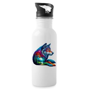 Wolf - Water bottle with straw - white - Right