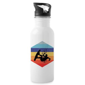 Kiting Kite Women Men Kitesurfing Kitesurfing - Water bottle with straw - white - Right