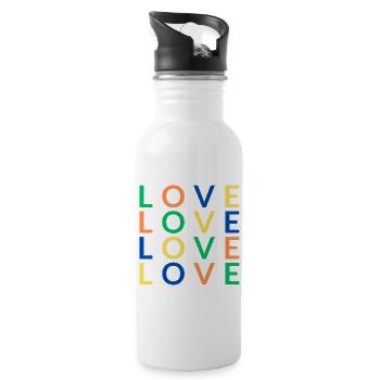 4 Love color - Trinkflasche mit integriertem Trinkhalm - Weiß - Rechts