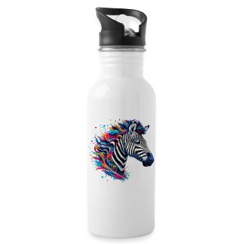 Zebra - Trinkflasche mit integriertem Trinkhalm - Weiß - Rechts