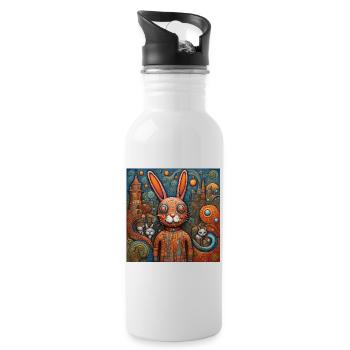 Surreal Pop Animals 9 Rabbit - Gourde avec paille intégrée - blanc - Droite
