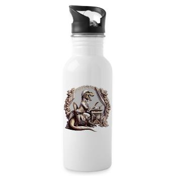 The Poet T-Rex - Majestic & Learned - Water bottle with straw - white - Right