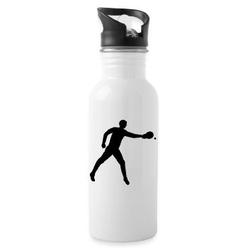 Tischtennisspieler Schlag mit Links - Trinkflasche mit integriertem Trinkhalm - Weiß - Rechts