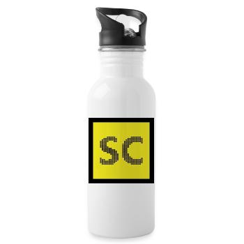 Pixel Safety Car SC Monogram on Yellow - Water bottle with straw - white - Right