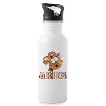 ARIES ZODIAC SIGN MARCH APRIL - Water bottle with straw - white - Right