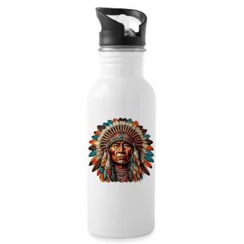 American Indian American Red Skin - Water bottle with straw - white - Right