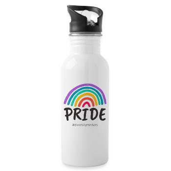 Pride black - #diversitymatters - Water bottle with straw - white - Right