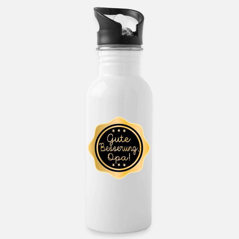 Gute Besserung Opa - Heilung - Trinkflasche mit integriertem Trinkhalm - Weiß