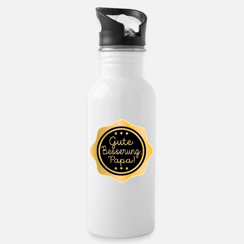 Gute Besserung Papa Heilung - Trinkflasche mit integriertem Trinkhalm - Weiß