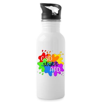 CSD statt AfD - Trinkflasche mit integriertem Trinkhalm - Weiß - Rechts