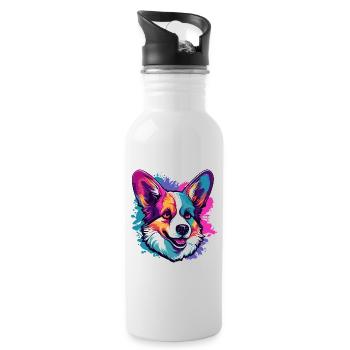 Corgi gallois - Gourde avec paille intégrée - blanc - Droite