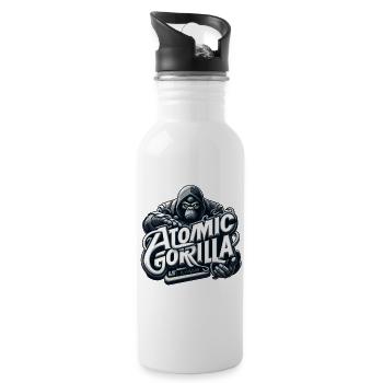 Atomic Gorilla - Trinkflasche mit integriertem Trinkhalm - Weiß - Rechts