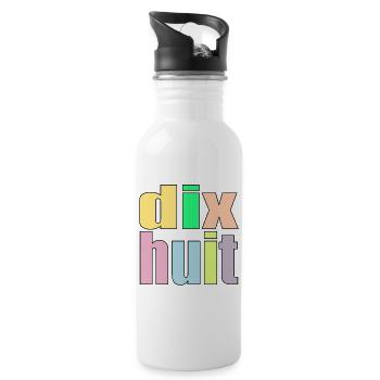 Eighteen - 18th Birthday - 18 Years - Number 18 - Water bottle with straw - white - Right