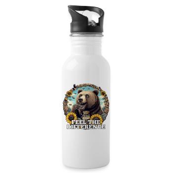 Bear Sunflower Seeds Sunflower Seeds Gift - Water bottle with straw - white - Right