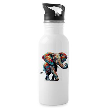 Elefant - Trinkflasche mit integriertem Trinkhalm - Weiß - Rechts