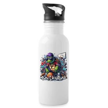 Basketball Turtle Graffiti Gift - Water bottle with straw - white - Right