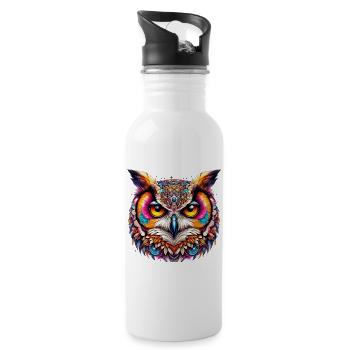 Eule - Trinkflasche mit integriertem Trinkhalm - Weiß - Rechts