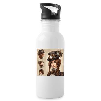 Belle fille dans le style steampunk - Gourde avec paille intégrée - blanc - Droite