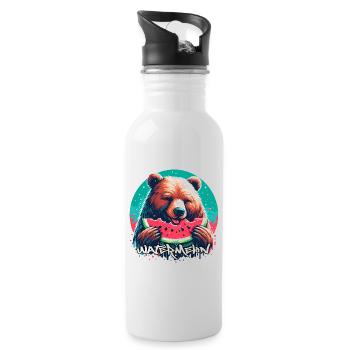Watermelon Bear Yummy Gift - Water bottle with straw - white - Right