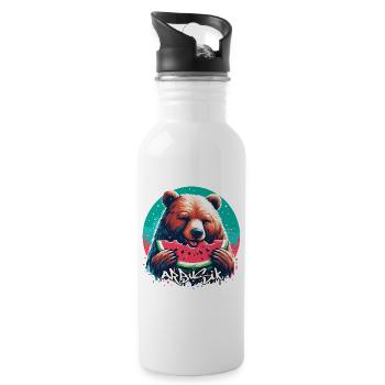 Watermelon Arbusik Bear Yummy Gift - Water bottle with straw - white - Right