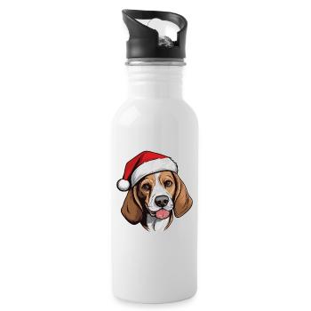 Beagle xmas - Water bottle with straw - white - Right