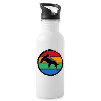 14 Hammerhai sunset - Trinkflasche mit integriertem Trinkhalm - Weiß - Rechts