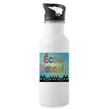 École Maternelle CHATS - Gourde avec paille intégrée - blanc - Droite