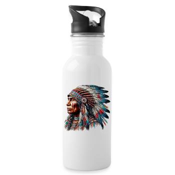 American Indian American Red Skin - Water bottle with straw - white - Right
